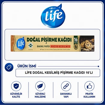 Life Hazır Kesilmiş Pişirme Kağıdı Doğal 16'Lı