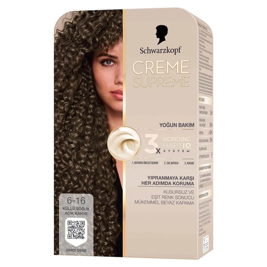 Schwarzkopf Creme Supreme 6-16 Küllü Soğuk Açık Kahve Kadın Saç Boyası