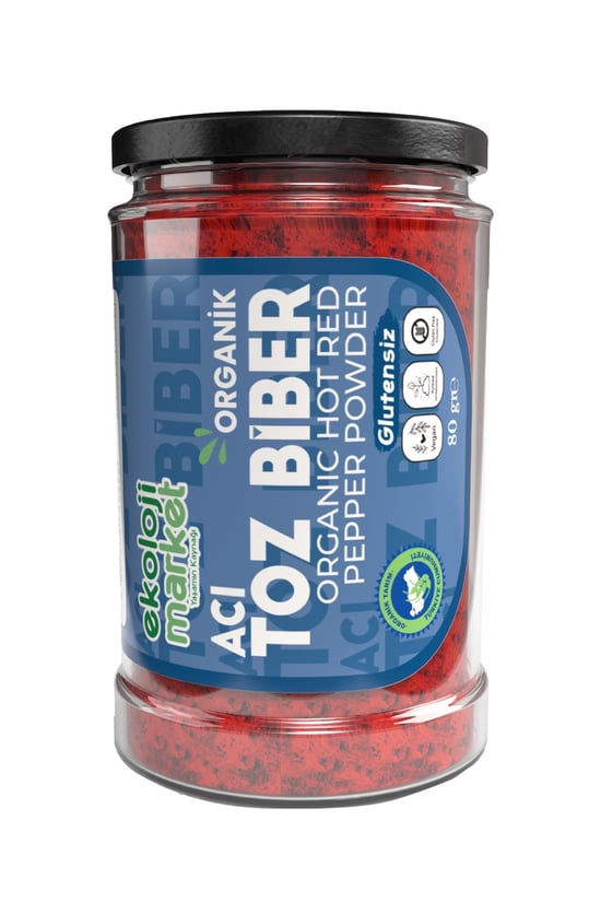 Organik Kavanoz Toz Biber Acı 80 Gr.