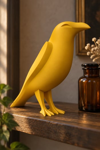 Karga Figürlü Dekoratif Biblo - 17cm Sarı