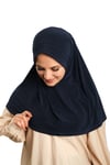 Hürrem Bone Lacivert Pratik Hazır Geçmeli Tesettür Eşarp Sandy Kumaş Sade 1600_02