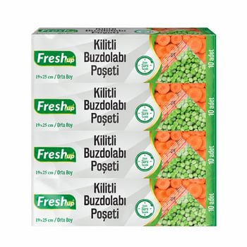 Fresh-up 19x25cm Ekonomik Kilitli Buzdolabı Poşeti 10 Adet X 4 Paket