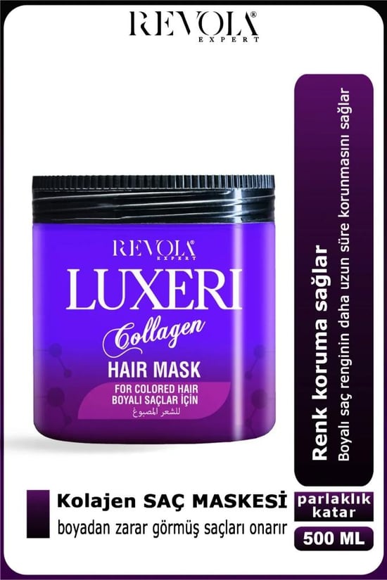 Revola Luxeri Boyalı Saçlar için Tuzsuz Saç Maskesi 500 Ml Kolajen