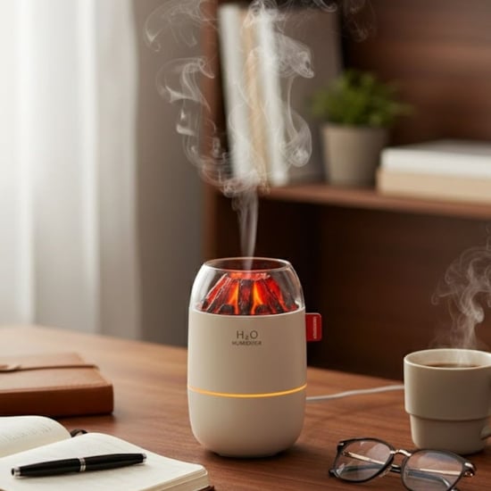 Buffer® Ahşap Odun Ateşi Tasarımlı 280 Ml Ultrasonik Hava Nemlendirici & Aroma Difüzör – Soğuk Buhar