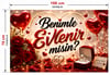 Evlilik Teklifi Pankart, Benimle Evlenir Misin Branda Afiş 100x70 Cm T2