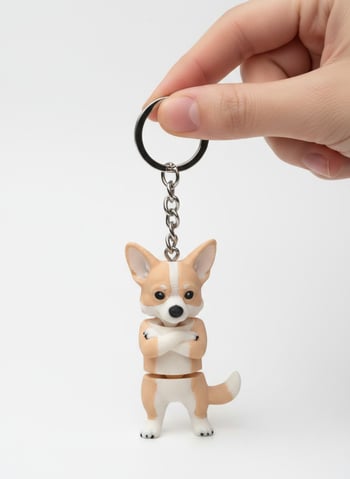 Corgi Köpek Figürlü Hareketli Anahtarlık