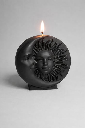 Siyah Ay Güneş Tanrıçası Dekoratif Aşk ve Şans Mumu