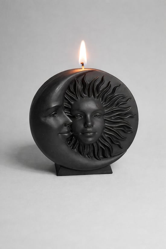 Siyah Ay Güneş Tanrıçası Dekoratif Aşk ve Şans Mumu