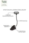 Av-013 Ledli Kıskaçlı Mini Kitap Okuma Lambası Pille Çalışan Masa Lambası ve Kitap Okuma Işığı