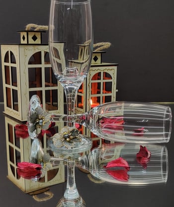 Lüks Tasarım Gri Çiçek Bardak - Kahve Yanı Bardak 2 Li