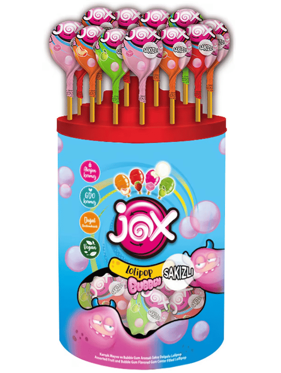 Jox Bubbly Sakızlı Karışık Meyveler Lolipop Şeker 13gr. X 110 Adet