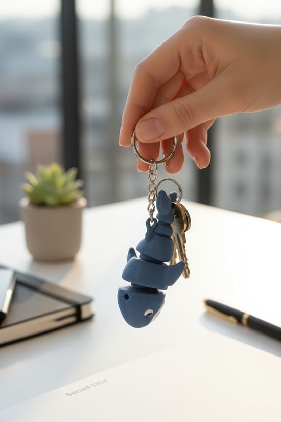 Mavi Balina Figürlü Hareketli Anahtarlık