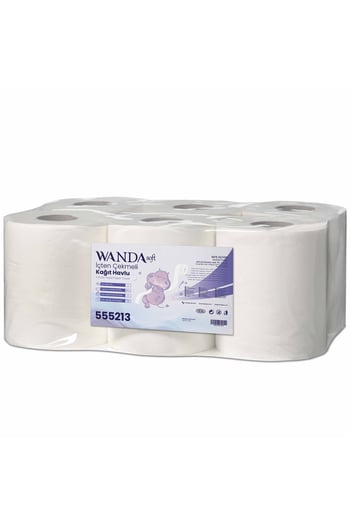 Wanda Soft İçten Çekmeli Kağıt Havlu 4 Kg 2 Katlı 6’lı Ekonomik Paket 62m Rulo