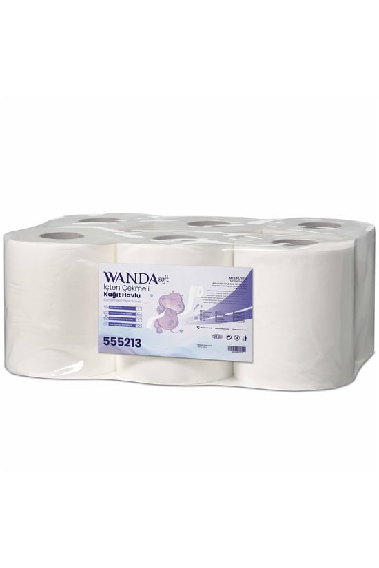Wanda Soft İçten Çekmeli Kağıt Havlu 4 Kg 2 Katlı 6’lı Ekonomik Paket 62m Rulo