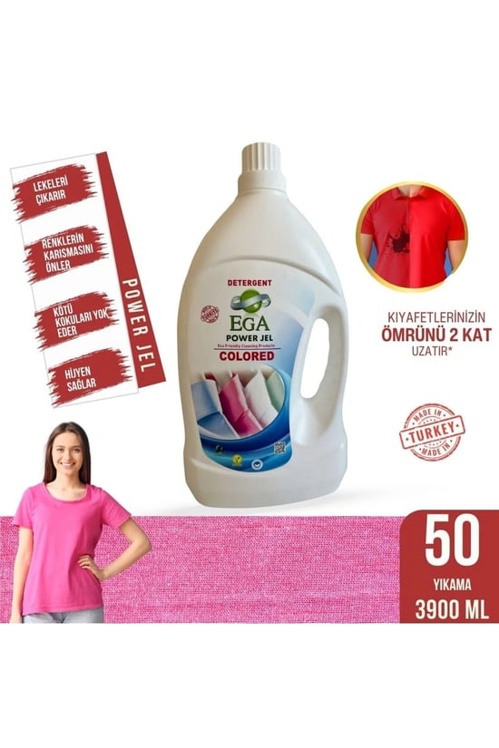 Ega Kimya Power Jel Renkli Sıvı Yıkama Deterjanı 3900 Ml