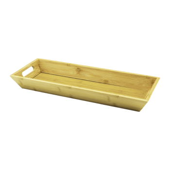Pablito Home Pbt-272 ( Dikdörtgen=16x40cm & Derin=4cm ) (çift Kulplu) Ahşap Bambu Sunum Tepsisi