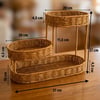 BUFFER® 3 Katlı Oval Rattan Organizer Sepet – Plastik Hasır Görünümlü Çok Amaçlı Düzenleyici