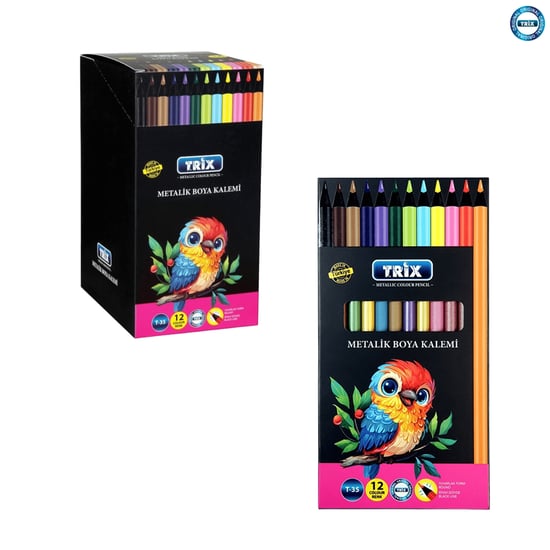 Trix Metalik Siyah 12 Li Kuru Boya
