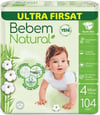 Bebem Natural 4 Numara Maxi 104'lü Bebek Bezi