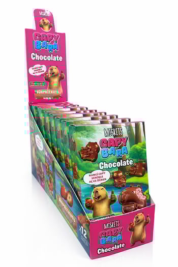 Miskets Capybara Çilekli Dolgulu Sütlü Çikolata 60g X 12 Adet X 2 Kutu Ekonomik Paket