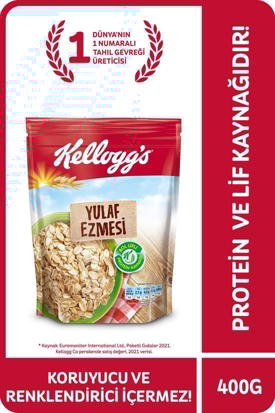 Kellogg's Yulaf Ezmesi 400 Gr, %100 Yulaf Ezmesi,Lif ve Protein K