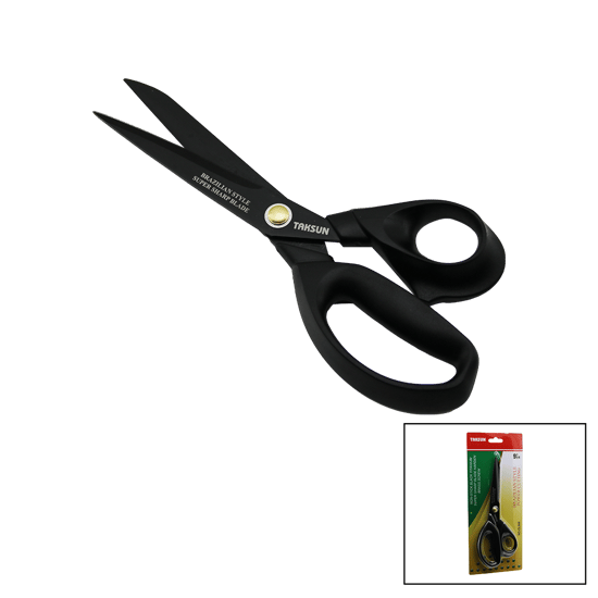 Taksun Gl-606 ( 9"1/4 ) ( Brezilya Stili ) Terzi Makası ( Siyah & Yapışmaz ) ( Ergonomik Sap )