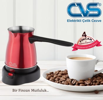 CVS DN 19833 Elektrikli Çelik Cezve Kırmızı