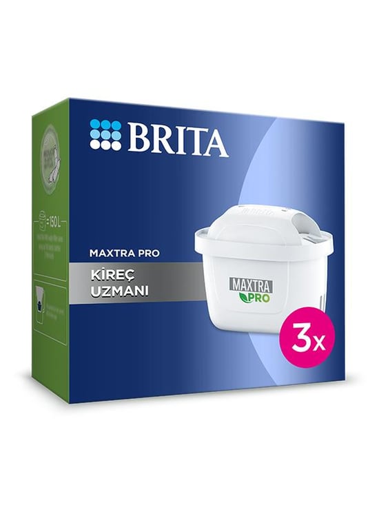 BRITA MAXTRA PRO Kireç Uzmanı Yedek Su Arıtma Filtresi, 3’lü