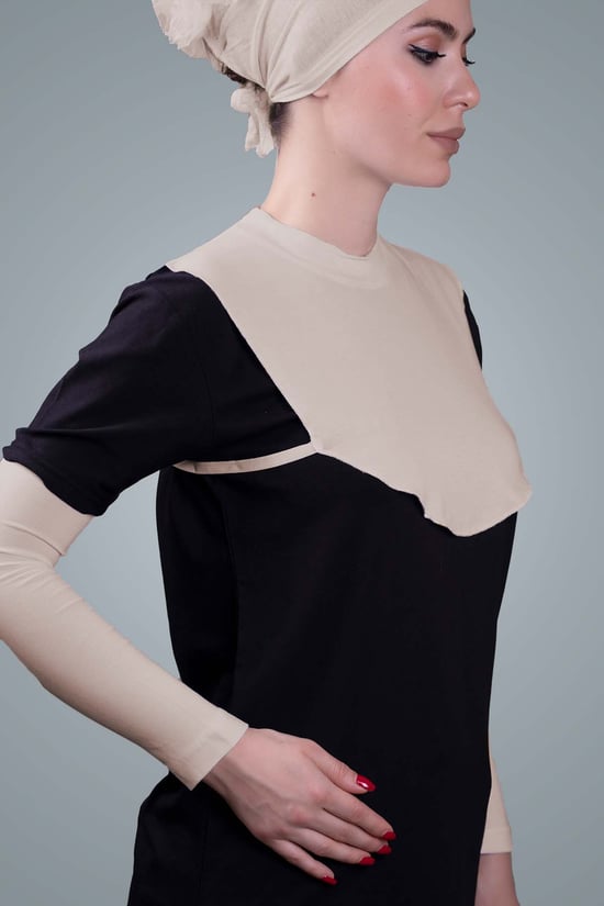 Bej Tesettür Boyunluk Viskon Kumaş Düz 1003_12