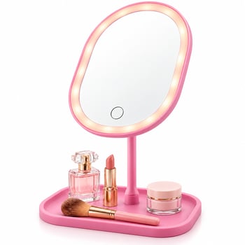 Barotti Dmr-9052 ( Oval ) ( Usb Şarjlı ) ( 3 Kademe ) Dokunmatik Led Makyaj Aynası (18.5cm&15.5cm) (360°) (renkli Pls.) (takılık Sepetli=19x14cm Ayak=18cm)