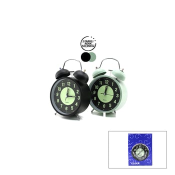 Twin Bell Alarm Clock Bgc-37 No-847 Yuvarlak Masa Çalar Saat ( Metal Kasa Renkli ) ( Pilli & Işıklı & Fosforlu ) ( Çap: 11cm )