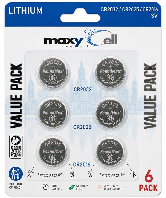 Maxycell 6 Adet(2+2+2) Karışık Cr2032 Cr2025 Cr2016 3 V Lityum Düğme Pil