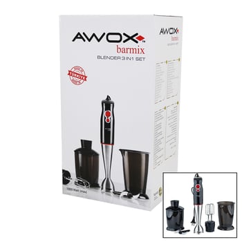 Awox Barmix ( 3in1 ) Blender Seti ( Çelik 2li Mikser ) ( Çelik Rondo Bıçak ) ( Çelik 4 Kanatlı Bıçak ) ( 1000w )