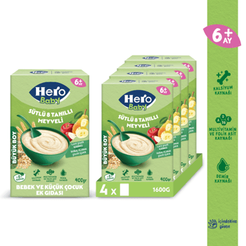 Hero Baby Sütlü 8 Tahıllı Meyveli 400g X4