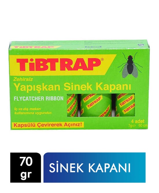 Tibtrap Zehirsiz Yapışkan Sinek Kapanı Sinek Kovucu 4'lü Kutu 70 g