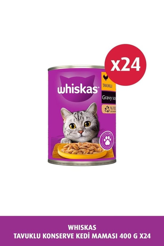 Whiskas Sos Içinde Tavuklu Yetişkin Kedi Konservesi 400 Gr X 24