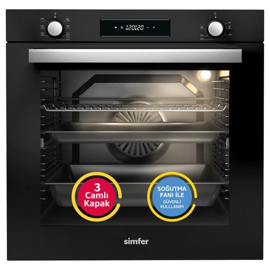 Simfer 7381 Siyah 8 Fonksiyon Ankastre Multi Turbo Fırın
