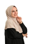 Hürrem Bone Bej Pratik Hazır Geçmeli Tesettür Eşarp Sandy Kumaş Sade 1600_12