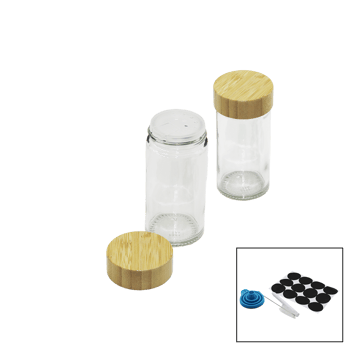 Yakut-12227 ( 12pcs Takım ) ( Yuvarlak ) ( Cam ) Baharatlık & Tuzluk ( Bambu Kapaklı )