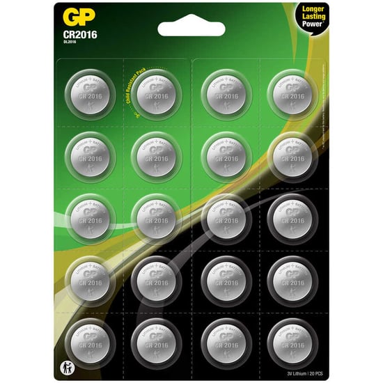 Gp Batteries Cr2016 2016 Boy Lityum Düğme Pil, 3 Volt, 20'li Kart