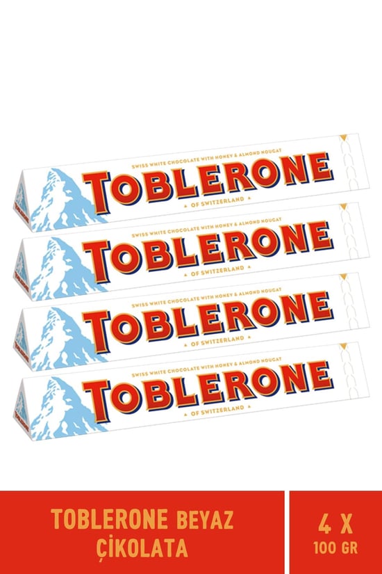 Toblerone Beyaz Çikolata 100 Gr - (4 X 100 Gr) 4 Adet