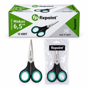 Fixpoint P-3057 ( 6.5" & 18cm ) Makas ( Lacivert & Yeşil Saplı )