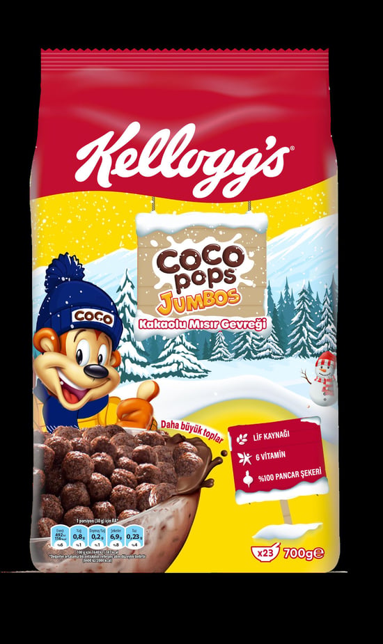 Coco Pops Jumbos Winter 700 gr Mısır Gevreği, Lif, Demir Ve 6 Vitamin içerir