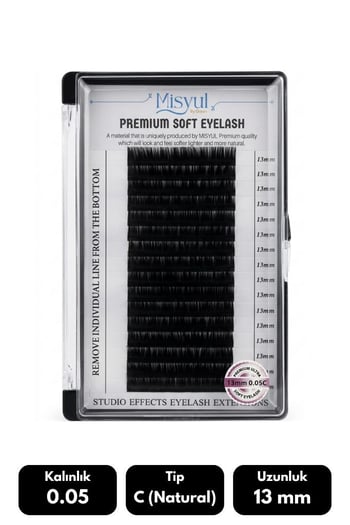 Misyul 0.05c Natural Kıvrım 13 Mm Soft Eyelash Doğal İpek Kirpik 16'lı
