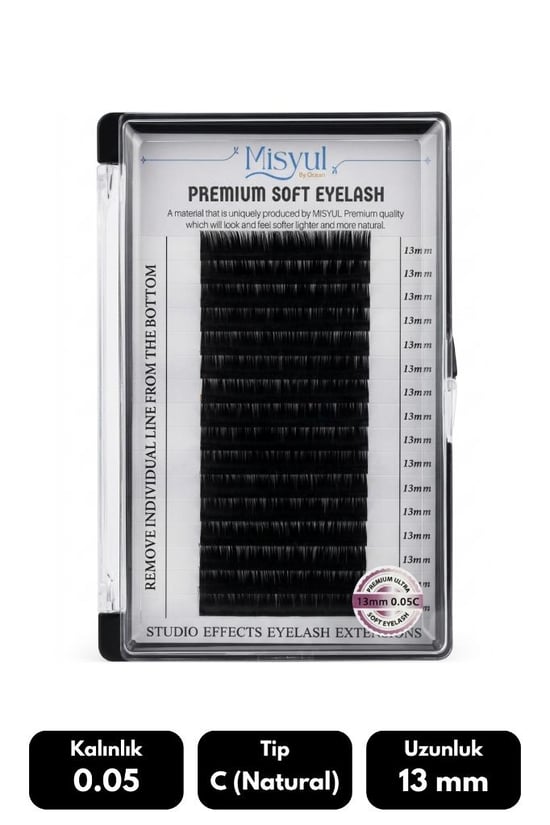 Misyul 0.05c Natural Kıvrım 13 Mm Soft Eyelash Doğal İpek Kirpik 16'lı