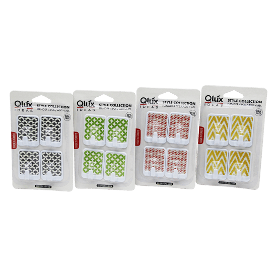 Qlux L-00135 ( 4pcs ) Dikdörtgen Yapışkan Askı ( Renkli Desenli )