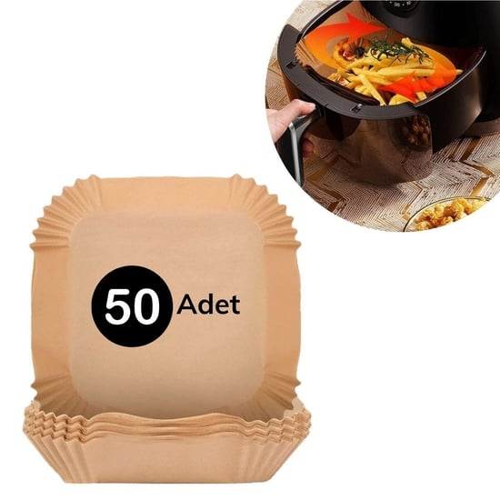 BUFFER® 50 Adet Air Fryer Pişirme Kağıdı Tek Kullanımlık Hava Fritöz Yağ Geçirmez Yapışmaz Gıda Pişi