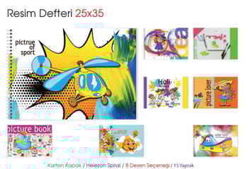 Mcolor 25x35 Orta Boy Karton Kapak Telli Resim Defteri