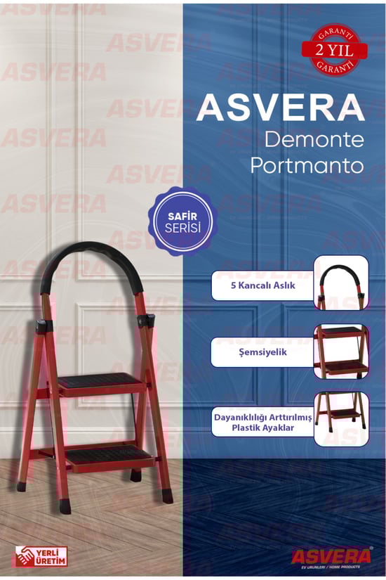 Safir Serisi – Patika 2’li Ev Tipi Katlanır Merdiven | Hafif, Kaymaz, Dayanıklı Tasarım