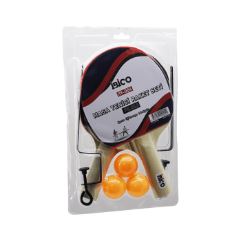 İ19-004 ( Masa Tenisi ) ( Fileli ) Pinpon Raket Seti ( 2pcs Raket & 3pcs Top & 1pcs File - Ayak )